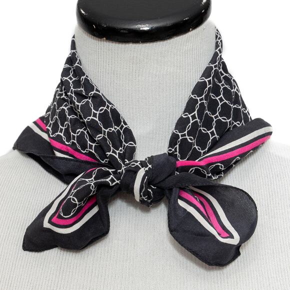 Casual Corner Navy Blue Square Silk Scarf 19" - Picture 1 of 6